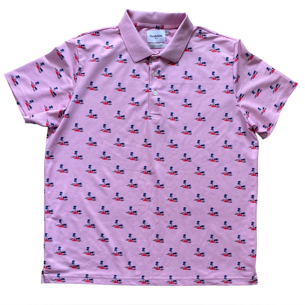 Pink w/ Island Print Performance Polo